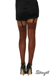 Thumbnail for Sheer Thigh High Stockings with Plain Top & Back Seam