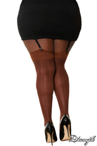 Thumbnail for Sheer Thigh High Stockings with Plain Top & Back Seam