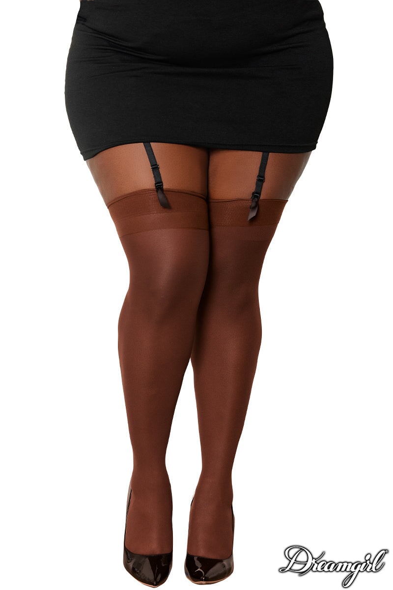 Sheer Thigh High Stockings with Plain Top & Back Seam