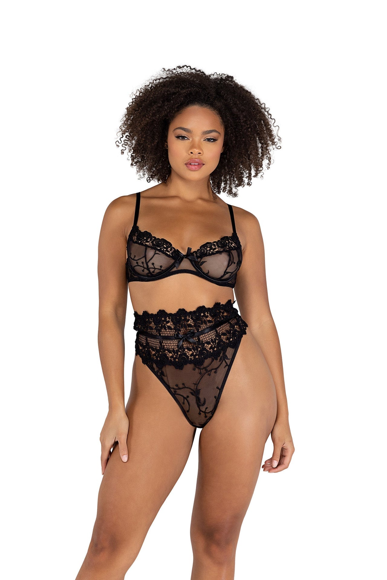 2PC Floral High-Waisted Bra Set